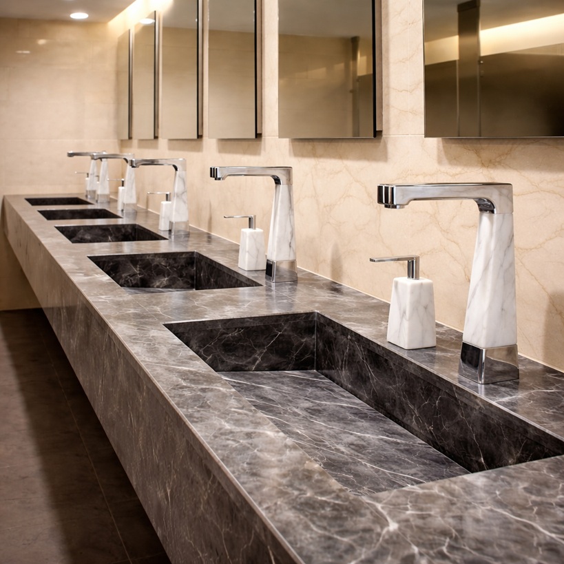 Marble chrome sinks